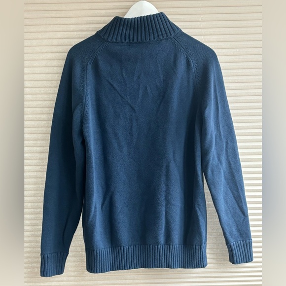 J.Crew 100% Cotton Knit Half-Button Mens Blue Sweater Size M - Picture 7 of 8